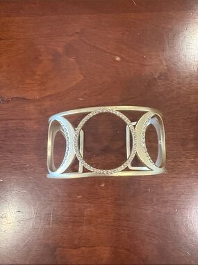 Source Unknown gold-Tone Open Circle Crystal Cuff Bracelet